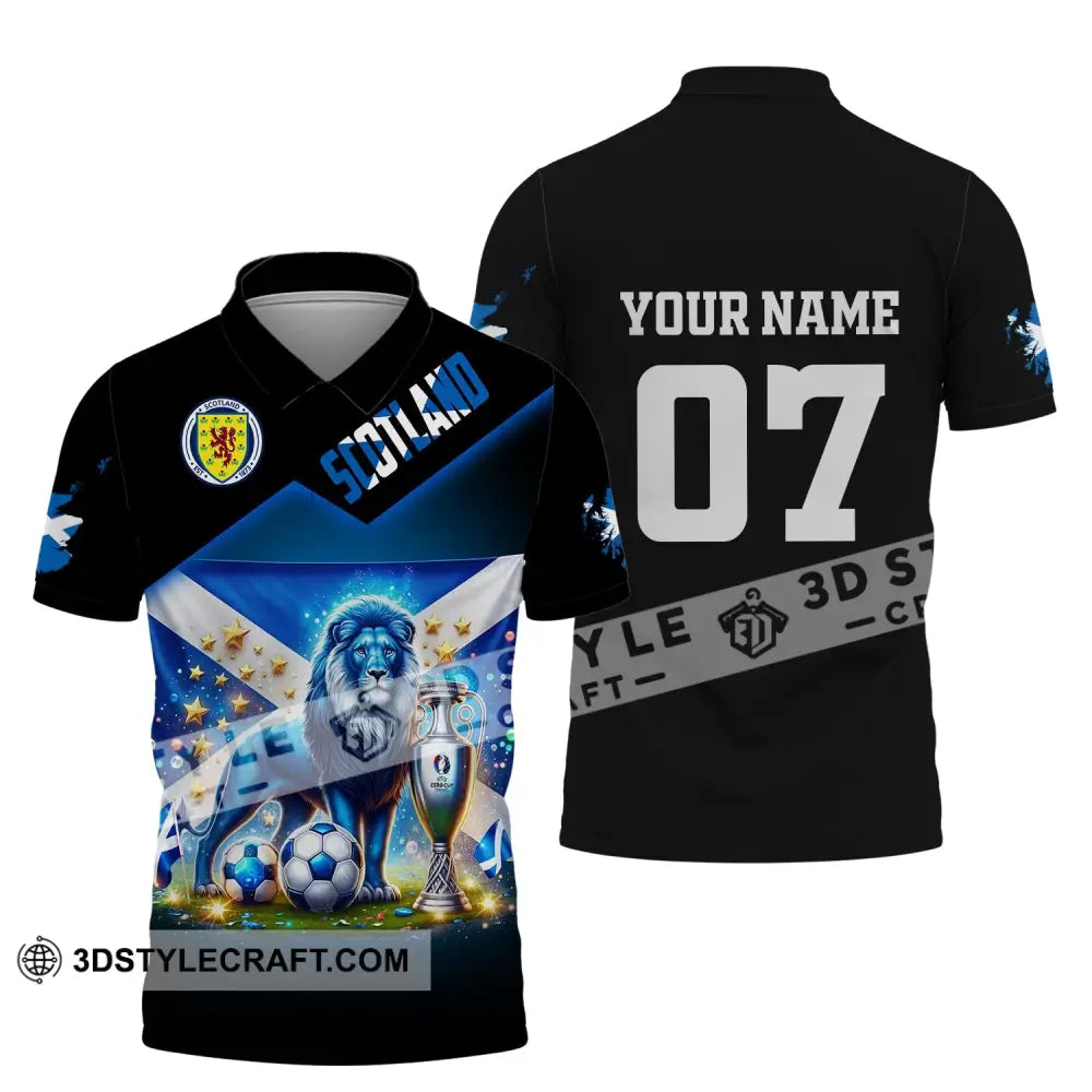 Unisex Shirt Custom Name And Number Scotland Football Euro 2024 Polo Long Sleeve / S T-Shirt