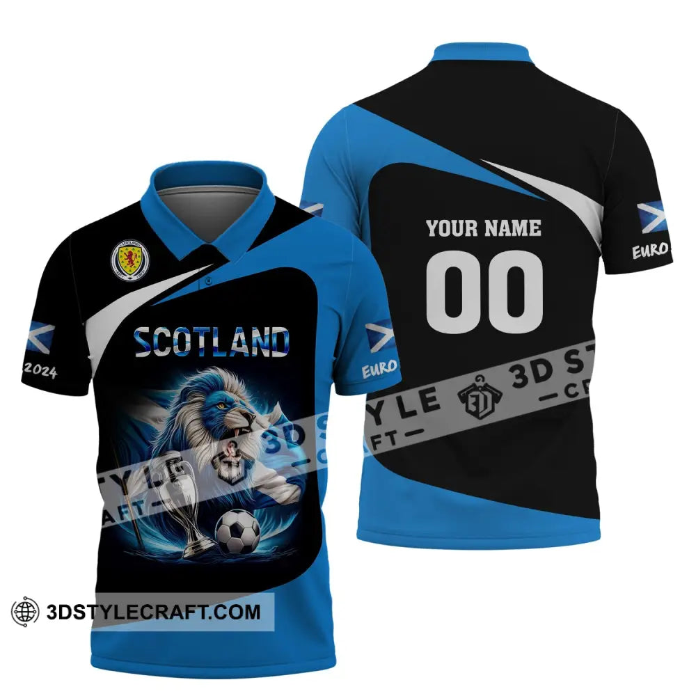 Unisex Shirt Custom Name And Number Scotland Football Euro 2024 Polo Long Sleeve / S T-Shirt