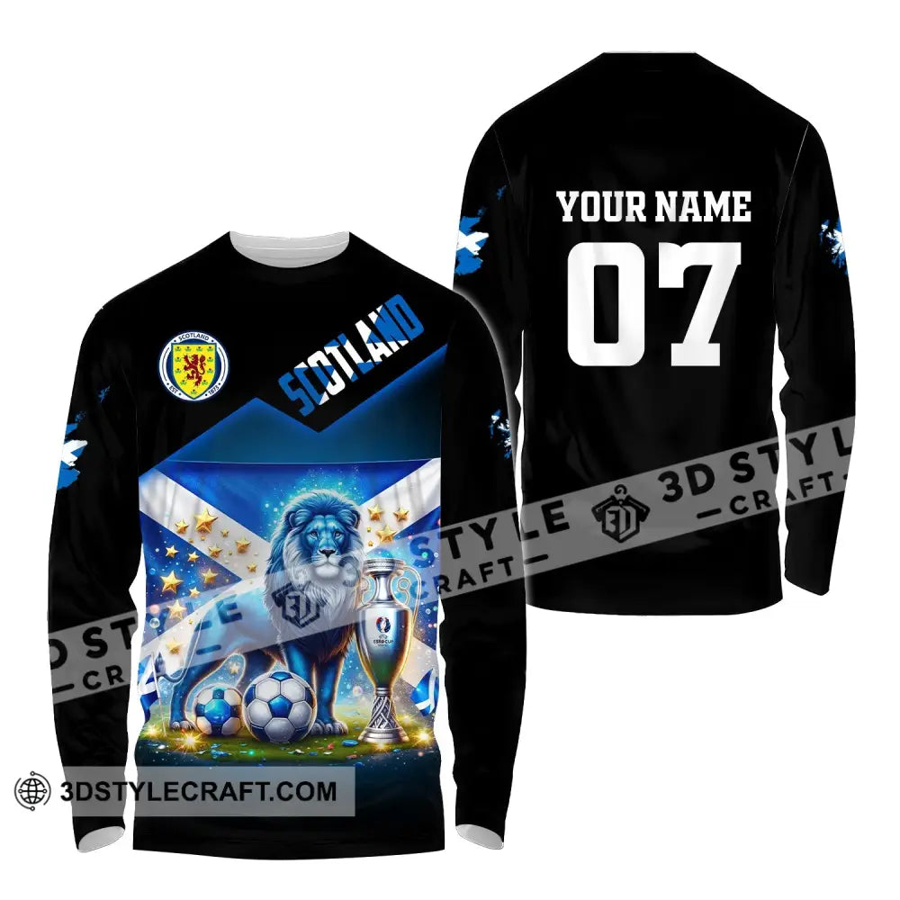 Unisex Shirt Custom Name And Number Scotland Football Euro 2024 Polo Long Sleeve / S T-Shirt