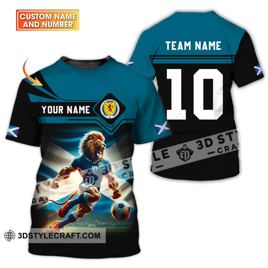 Unisex Shirt - Custom Name And Number, Scotland Lion Playing Ball Shirt style option 2