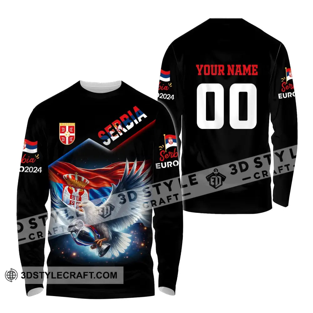 Unisex Shirt Custom Name And Number Serbia Football Polo Long Sleeve / S T-Shirt