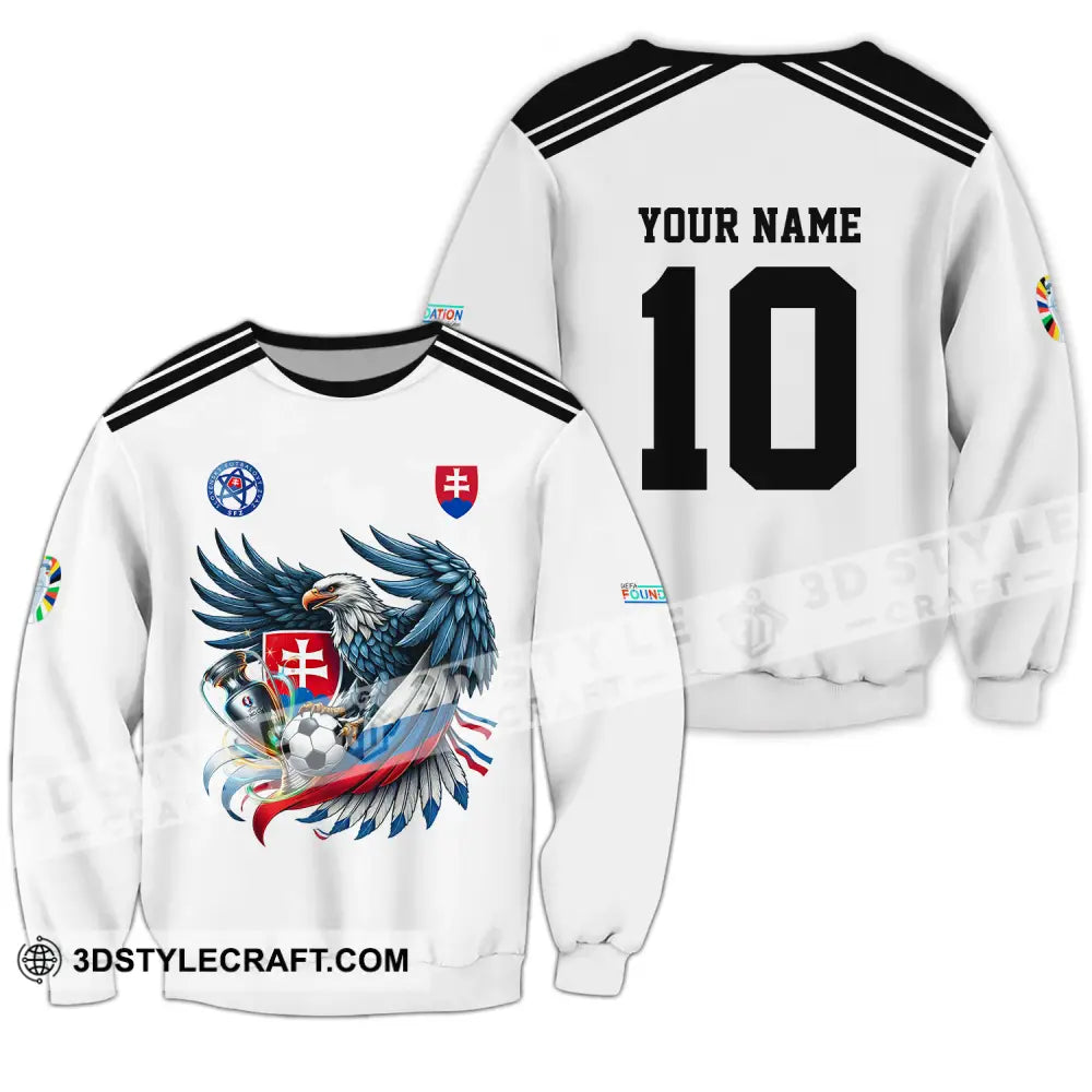 Unisex Shirt - Custom Name And Number Slovakia National Team White Euro 2024 Long Sleeve / S T-Shirt