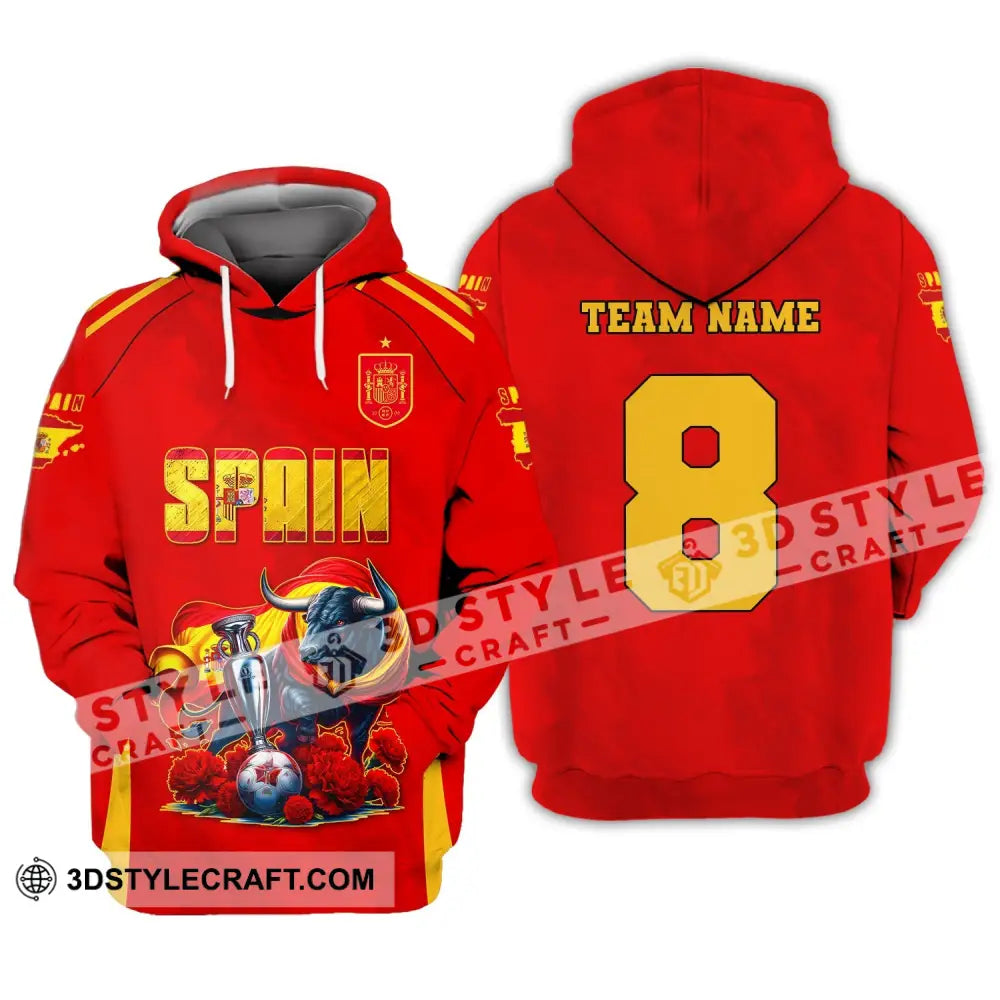 Unisex Shirt Custom Name And Number Spain Football Euro 2024 Polo Long Sleeve Hoodie / S T-Shirt