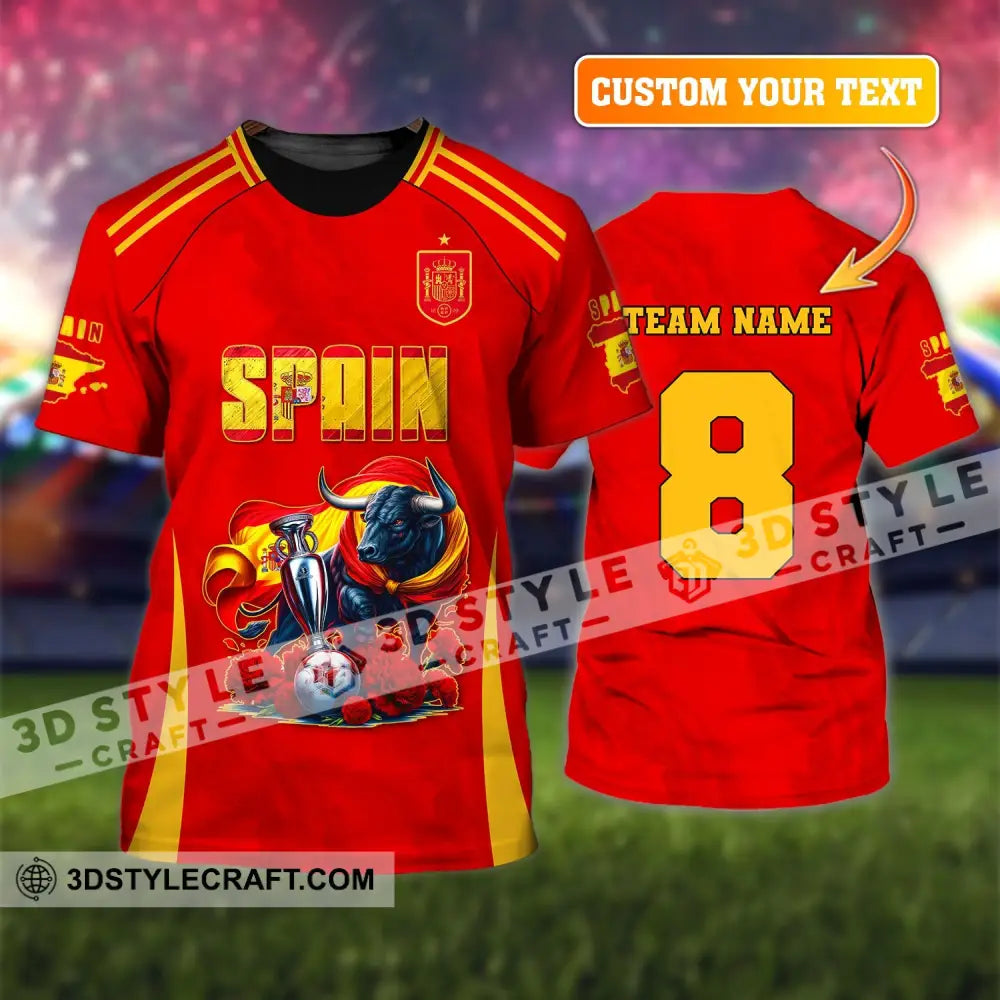 Unisex Shirt Custom Name And Number Spain Football Euro 2024 Polo Long Sleeve T-Shirt