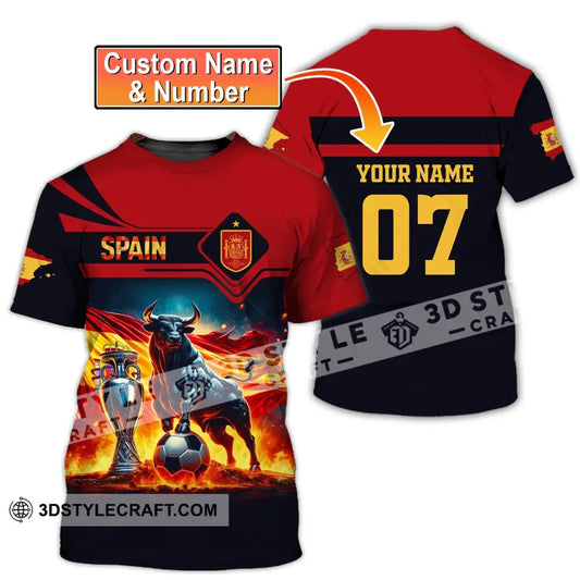 Unisex Shirt Custom Name And Number Spain Football Polo Euro 2024 Hoodie Long Sleeve T-Shirt