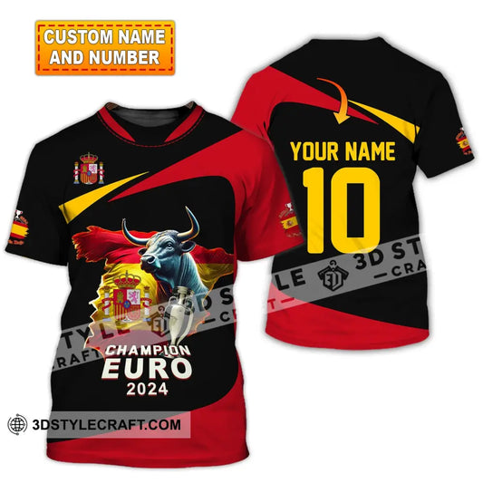 Unisex Shirt Custom Name And Number Spain Football Polo Euro 2024 Hoodie Long Sleeve T-Shirt