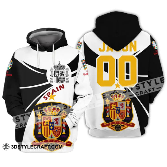 Unisex Shirt - Custom Name And Number Spain National Team Black And White Color Shirt style option 2