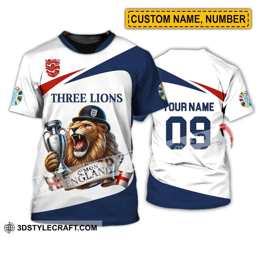 Unisex Shirt - Custom Name And Number Sport C’mon England Three Lions T-Shirt