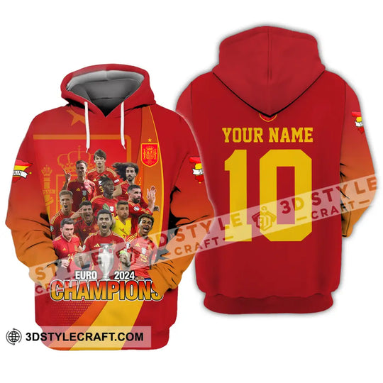 Unisex Shirt - Custom Name And Number Sport Shirt, Euro 2024 Champion Spain style option 3