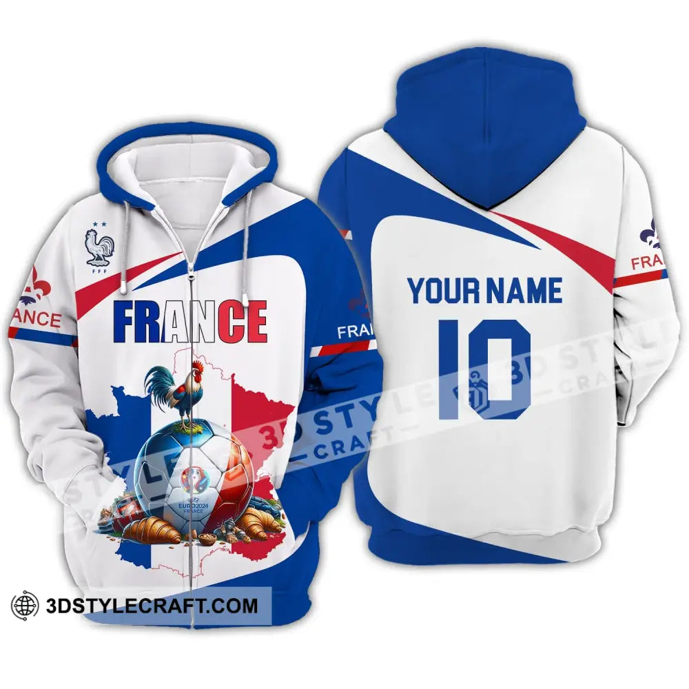 Unisex Shirt - Custom Name And Number Sport France Chicken Ball Zipper Hoodie / S T-Shirt