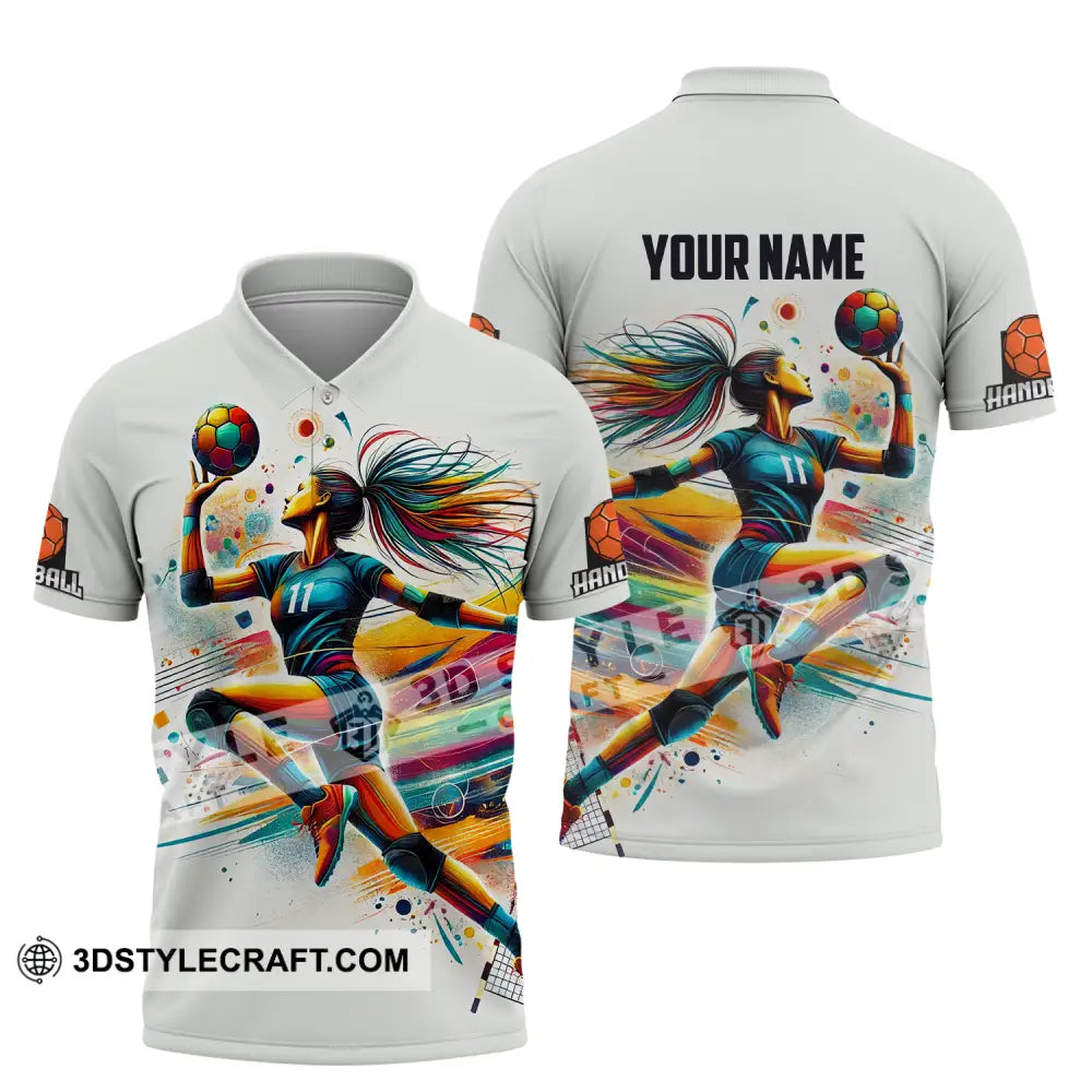 Unisex Shirt - Custom Name And Number Sport Handball Colors Polo / S T-Shirt