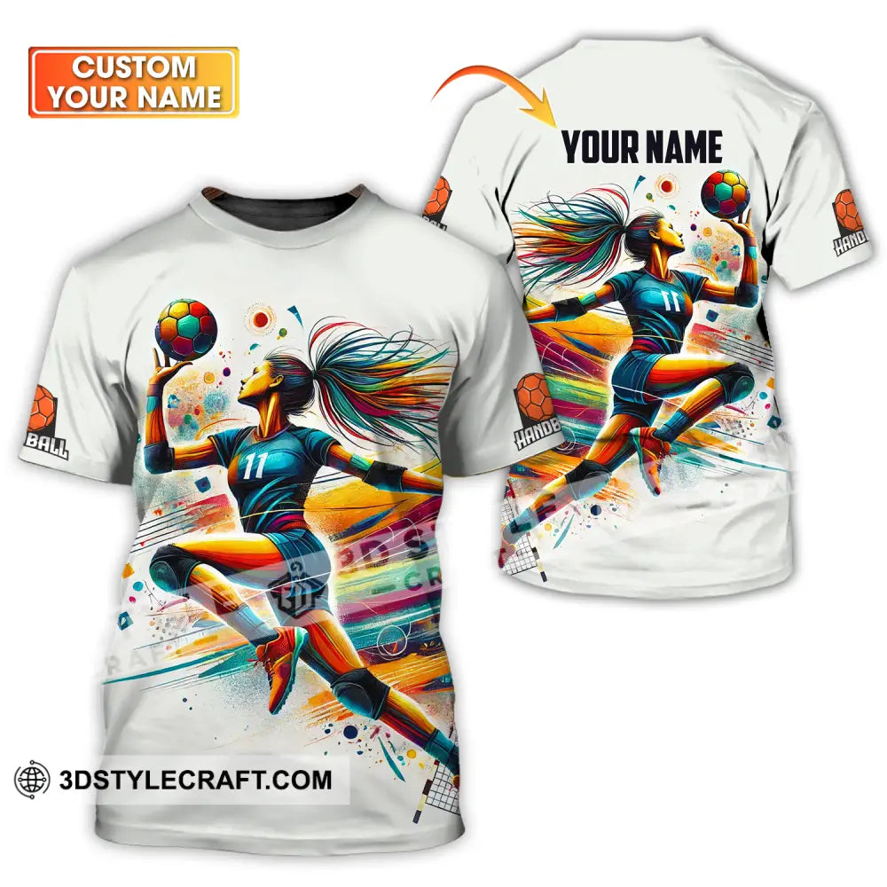 Unisex Shirt - Custom Name And Number Sport Handball Colors T-Shirt