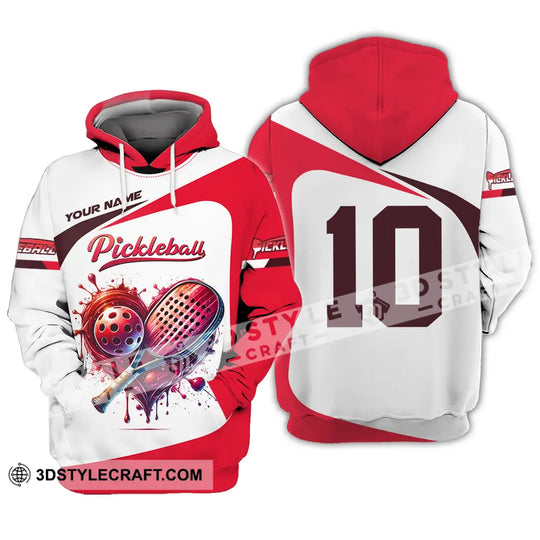 Unisex Shirt - Custom Name And Number Sport Shirt, Pickleball Red And White style option 3