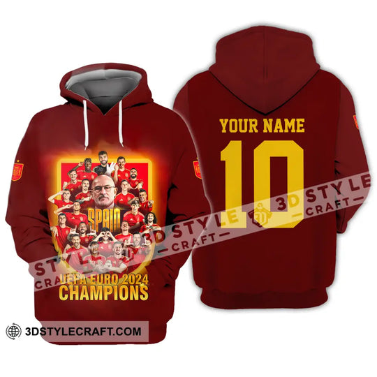 Unisex Shirt - Custom Name And Number Sport Shirt, Spain Euro 2024 Champion style option 4