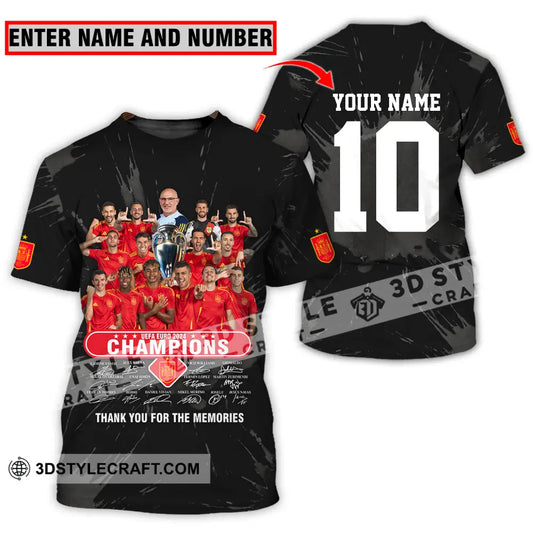 Unisex Shirt - Custom Name And Number Sport Spain Euro 2024 Champion Signature T-Shirt