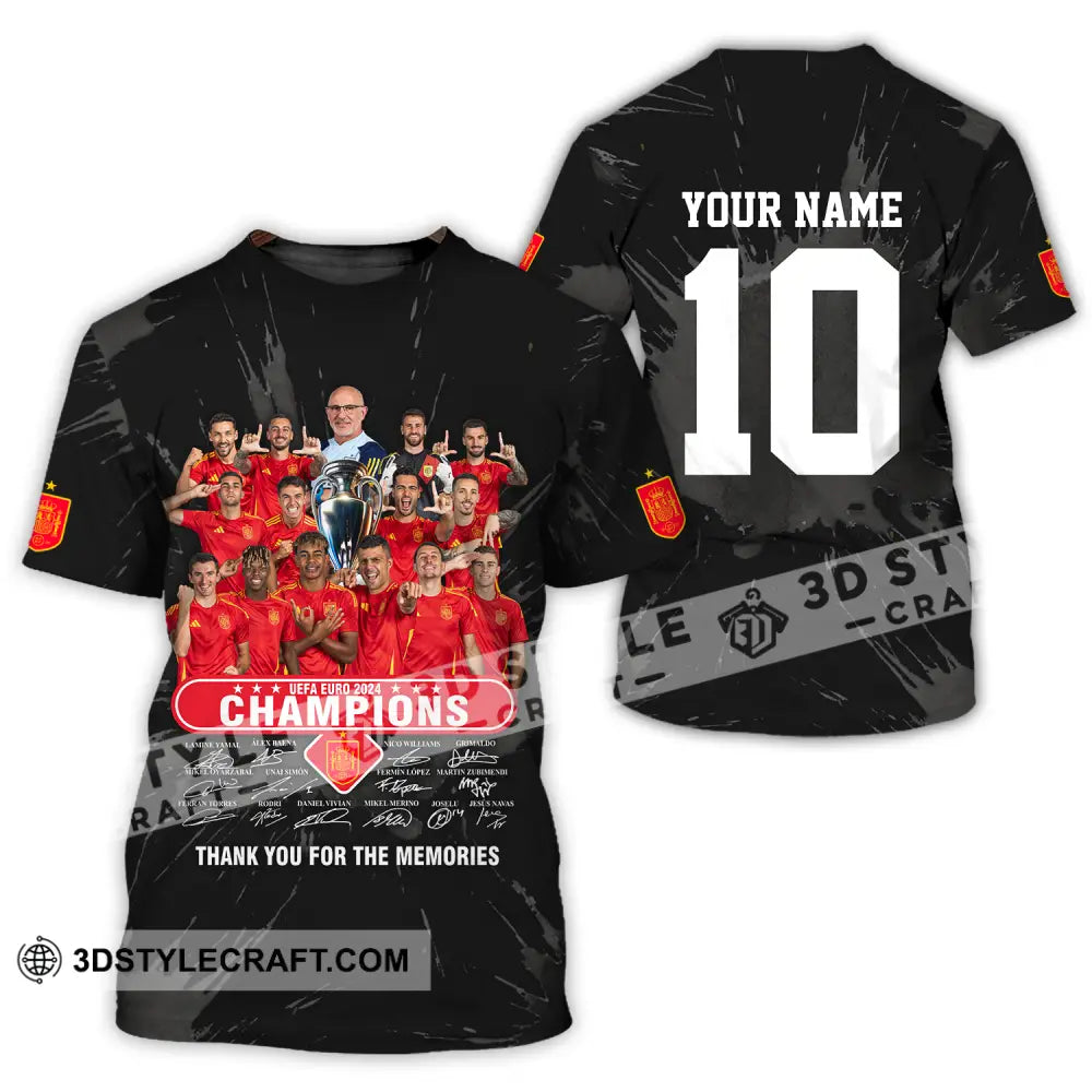 Unisex Shirt - Custom Name And Number Sport Spain Euro 2024 Champion Signature T-Shirt / S T-Shirt