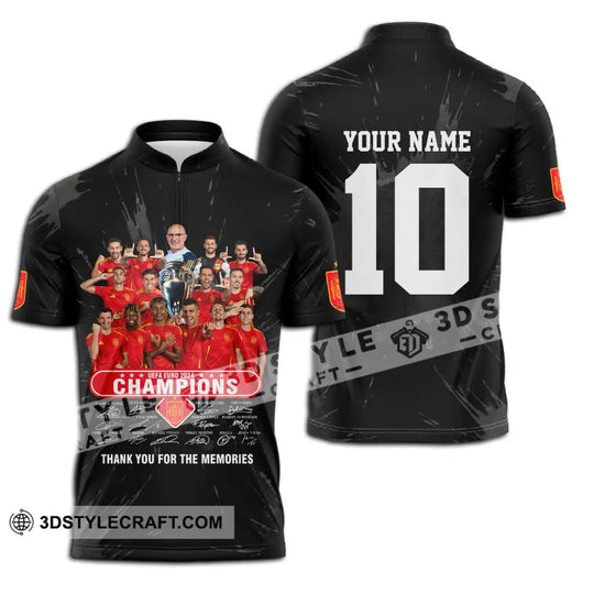Unisex Shirt - Custom Name And Number Sport Shirt, Spain Euro 2024 Champion Signature style option 2