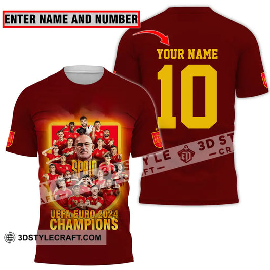 Unisex Shirt - Custom Name And Number Sport Spain Euro 2024 Champion T-Shirt