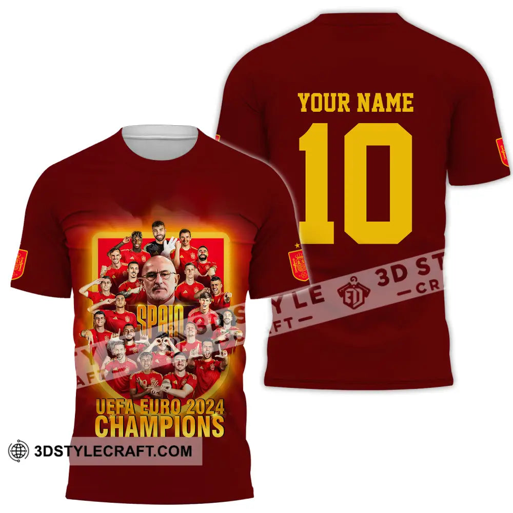 Unisex Shirt - Custom Name And Number Sport Spain Euro 2024 Champion T-Shirt / S T-Shirt