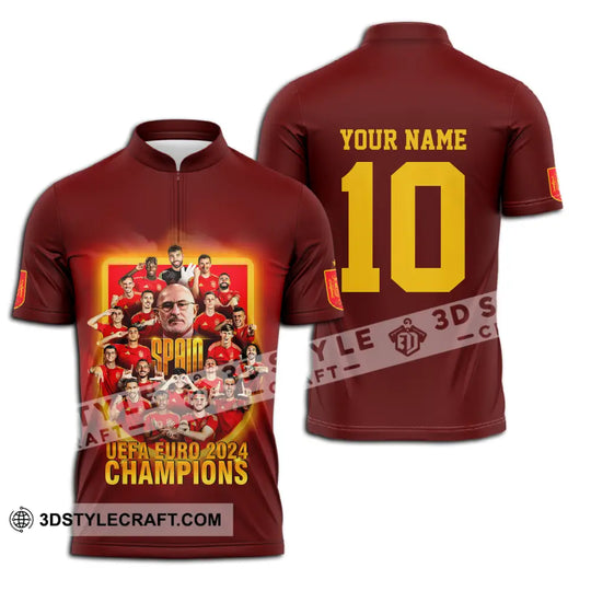 Unisex Shirt - Custom Name And Number Sport Shirt, Spain Euro 2024 Champion style option 3