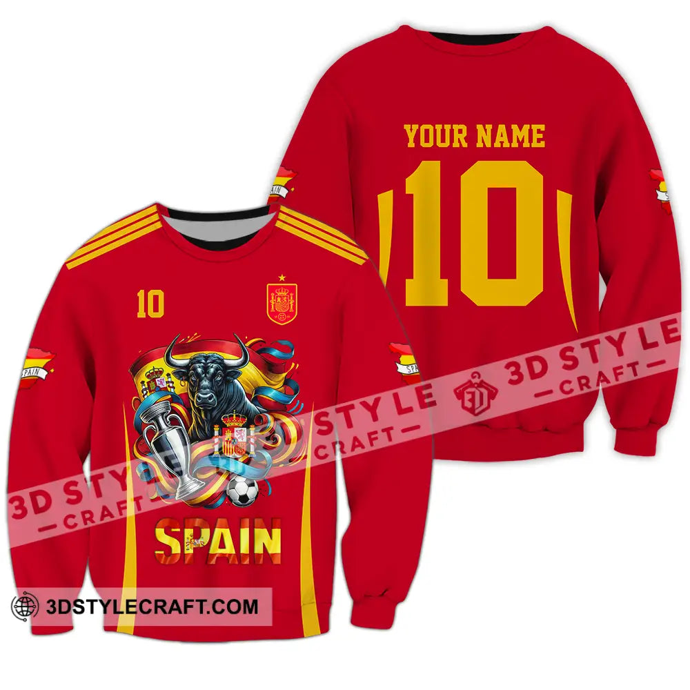 Unisex Shirt - Custom Name And Number Sport Spain Is The Winner Long Sleeve / S T-Shirt