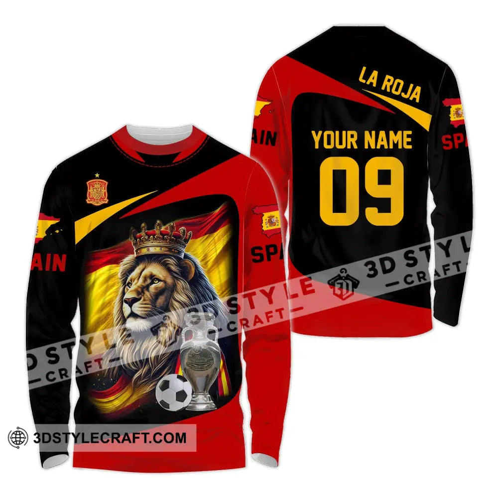 Unisex Shirt - Custom Name And Number Sport Spain La Roja Long Sleeve / S T-Shirt