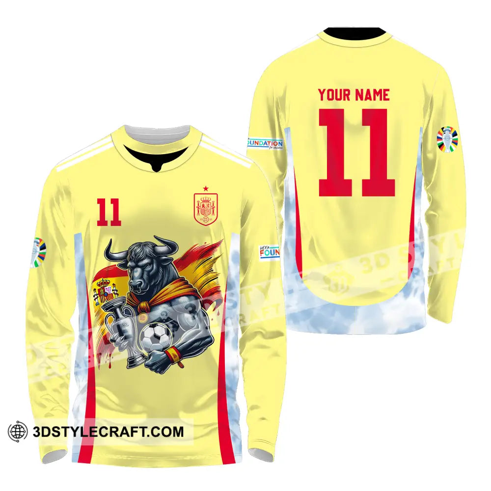 Unisex Shirt - Custom Name And Number Sport Spain National Team Long Sleeve / S T-Shirt