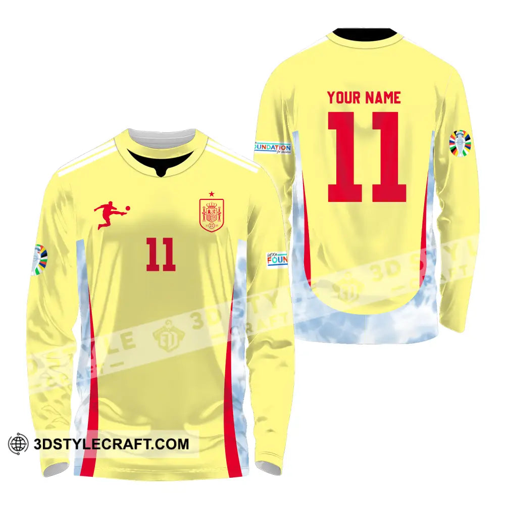 Unisex Shirt - Custom Name And Number Sport Spain Team Long Sleeve / S T-Shirt