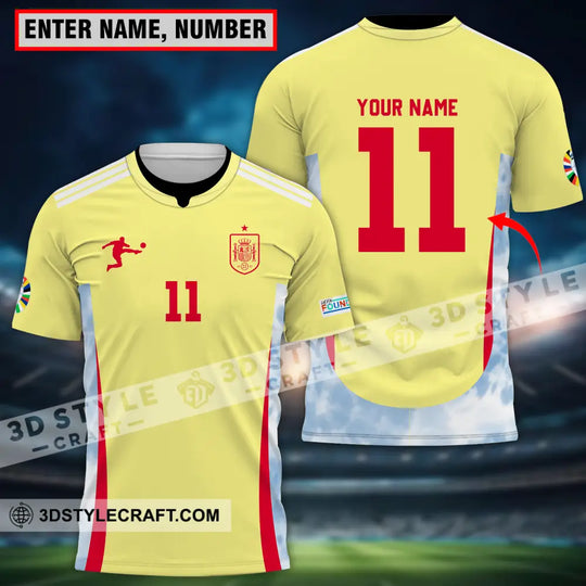Unisex Shirt - Custom Name And Number Sport Shirt, Spain Team style option 1