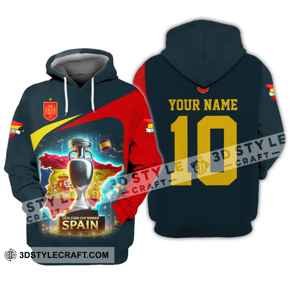Unisex Shirt - Custom Name And Number Sport Winner Cup Of Spain Hoodie / S T-Shirt