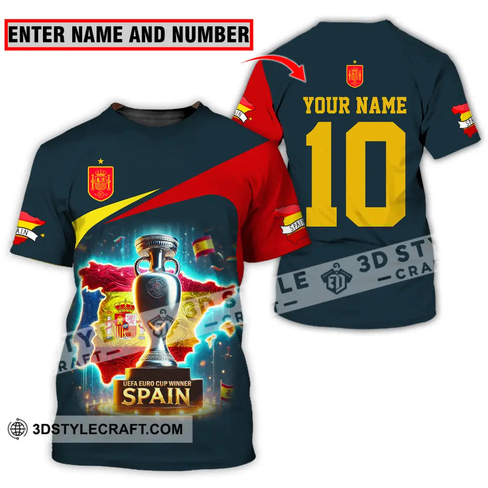 Unisex Shirt - Custom Name And Number Sport Winner Cup Of Spain T-Shirt