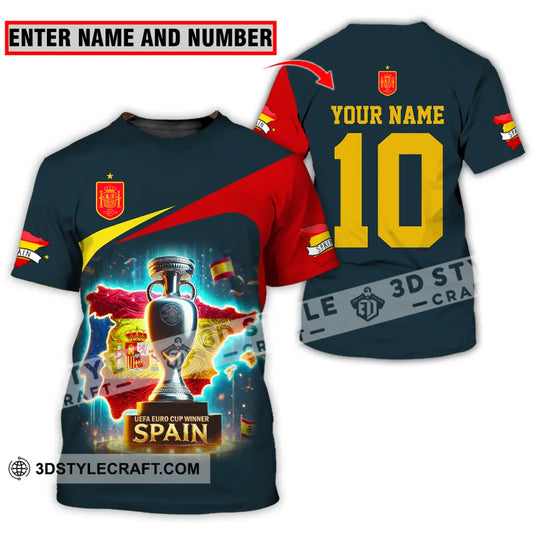 Unisex Shirt - Custom Name And Number Sport Winner Cup Of Spain T-Shirt