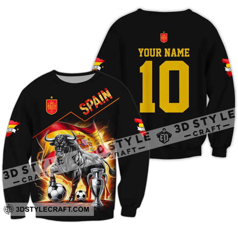 Unisex Shirt - Custom Name And Number Sport Winner Spain Bull Long Sleeve / S T-Shirt