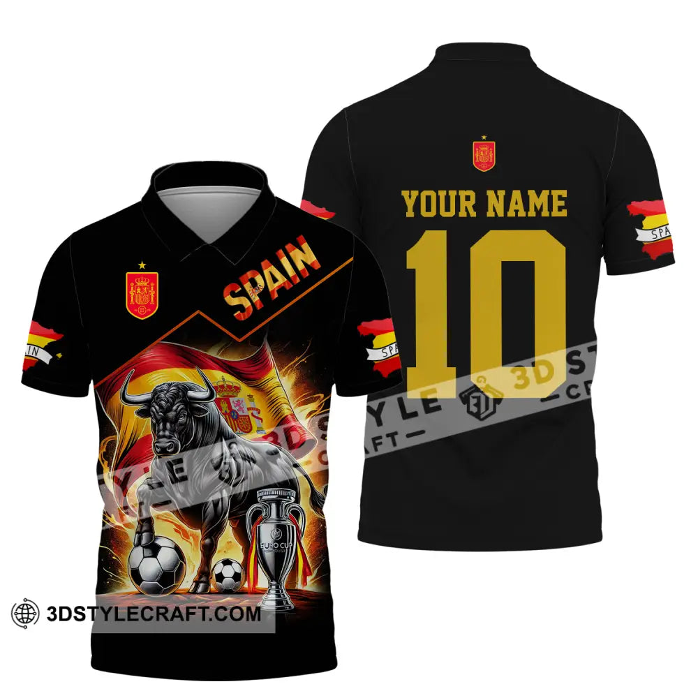 Unisex Shirt - Custom Name And Number Sport Winner Spain Bull Polo / S T-Shirt