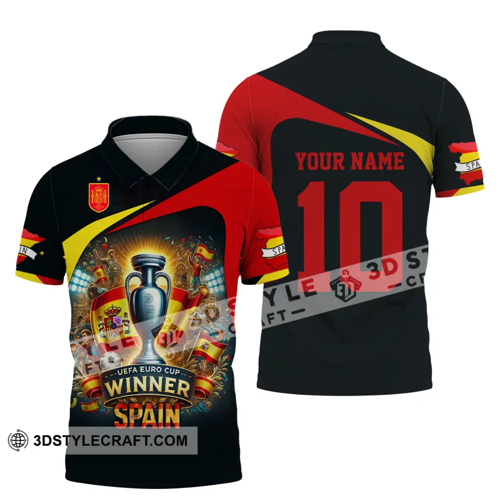 Unisex Shirt - Custom Name And Number Sport Winner Spain Euro 2024 Polo / S T-Shirt