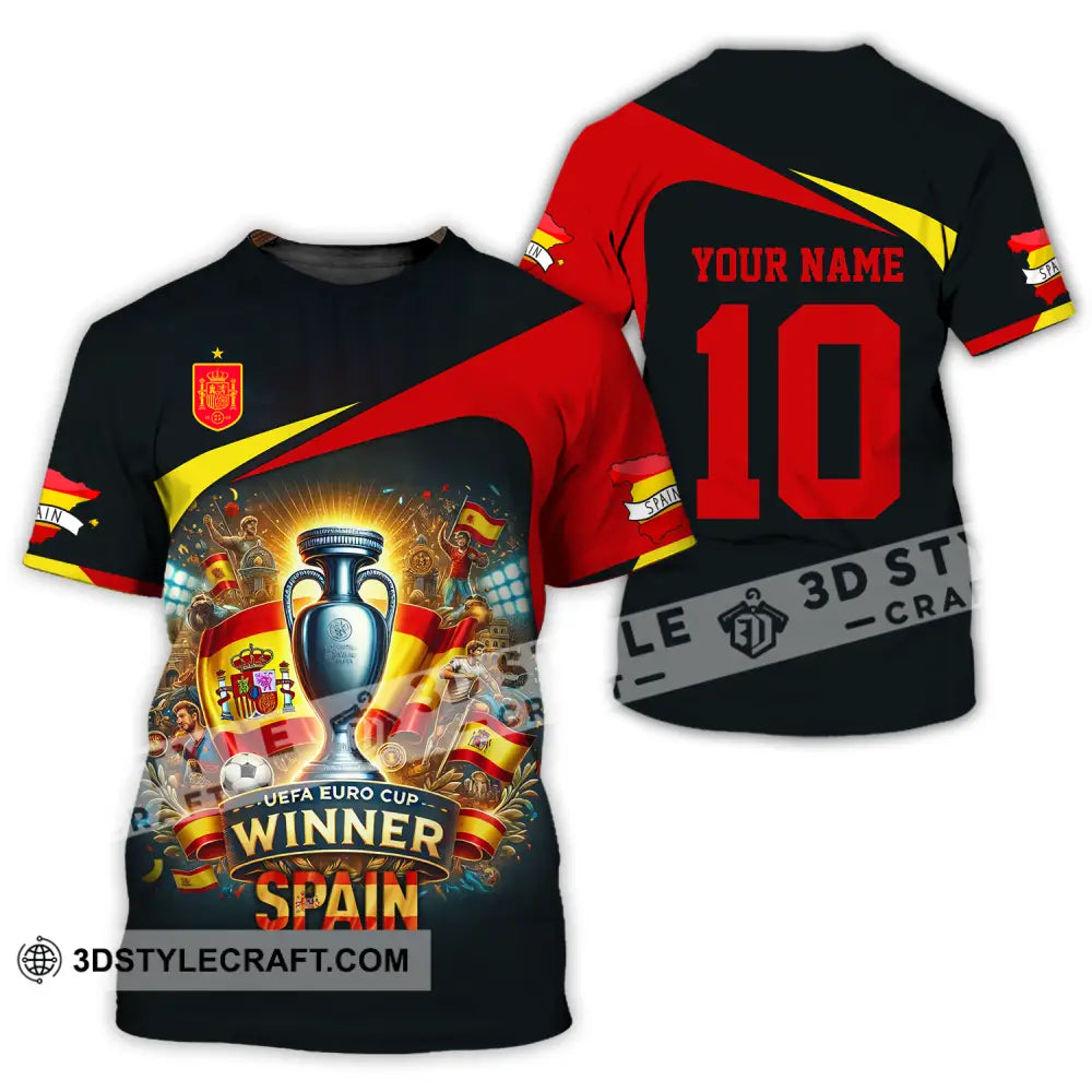 Unisex Shirt - Custom Name And Number Sport Winner Spain Euro 2024 T-Shirt / S T-Shirt