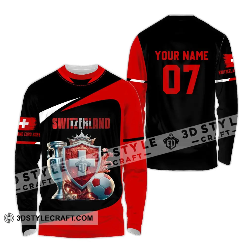 Unisex Shirt - Custom Name And Number Switzerland Euro 2024 National Team Long Sleeve / S T-Shirt