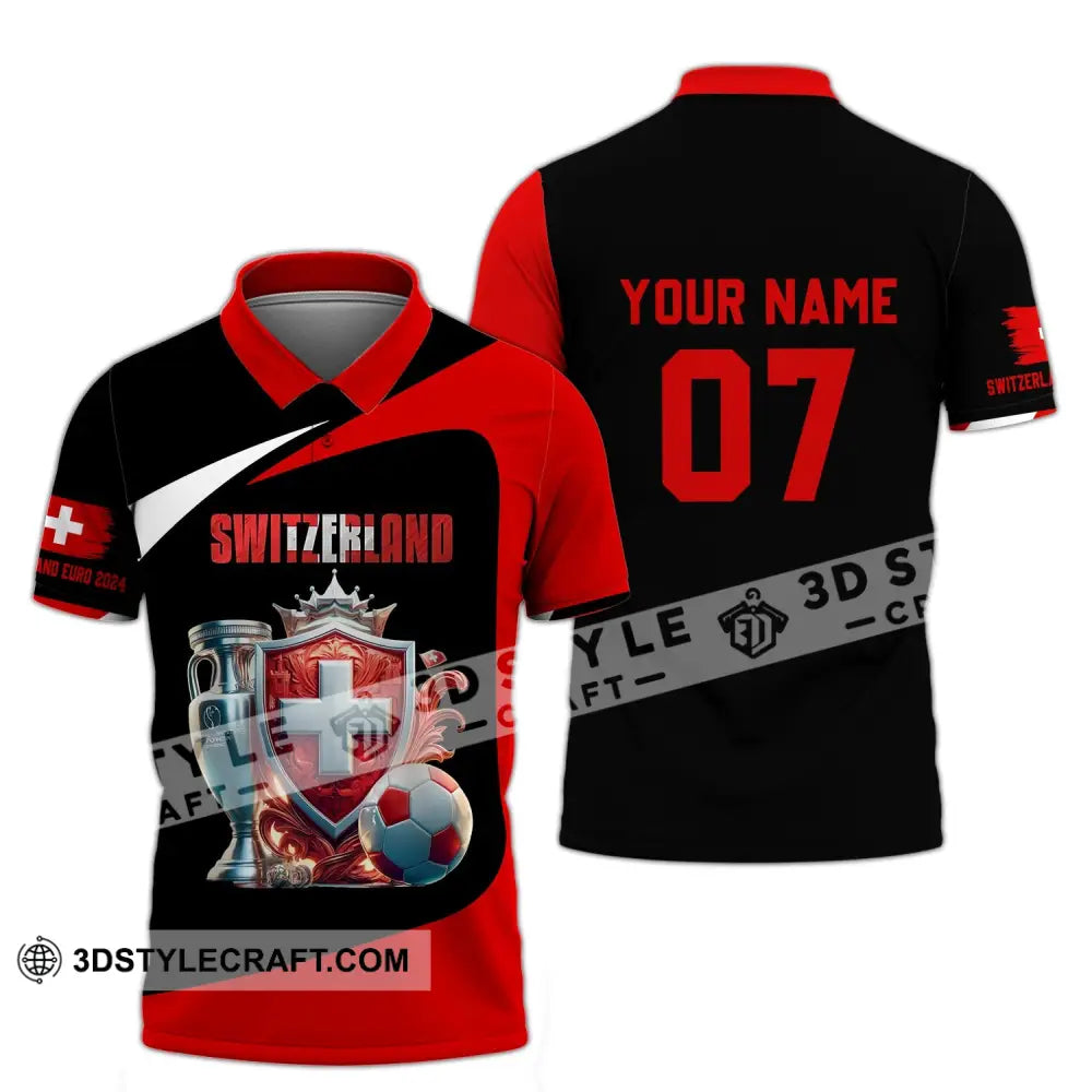 Unisex Shirt - Custom Name And Number Switzerland Euro 2024 National Team Polo / S T-Shirt