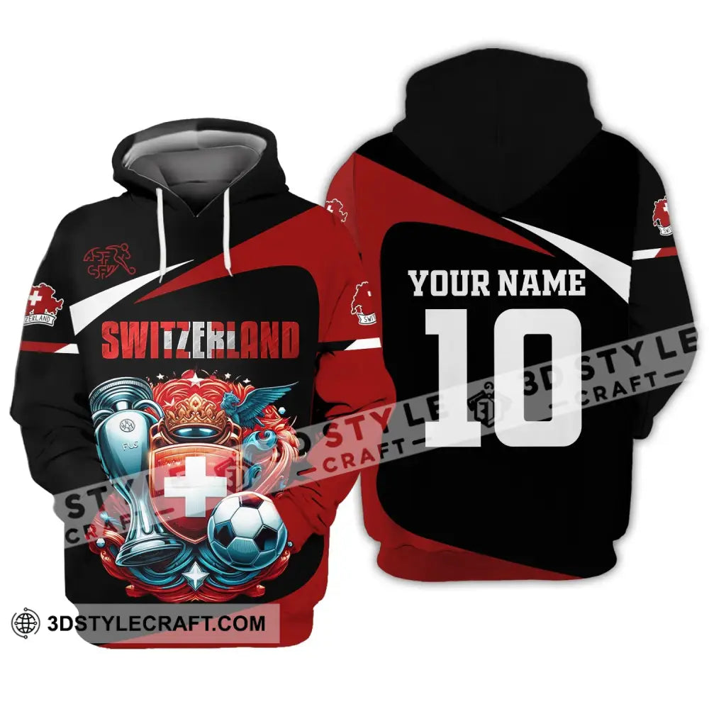 Unisex Shirt Custom Name And Number Switzerland Football Polo Long Sleeve Hoodie / S T-Shirt