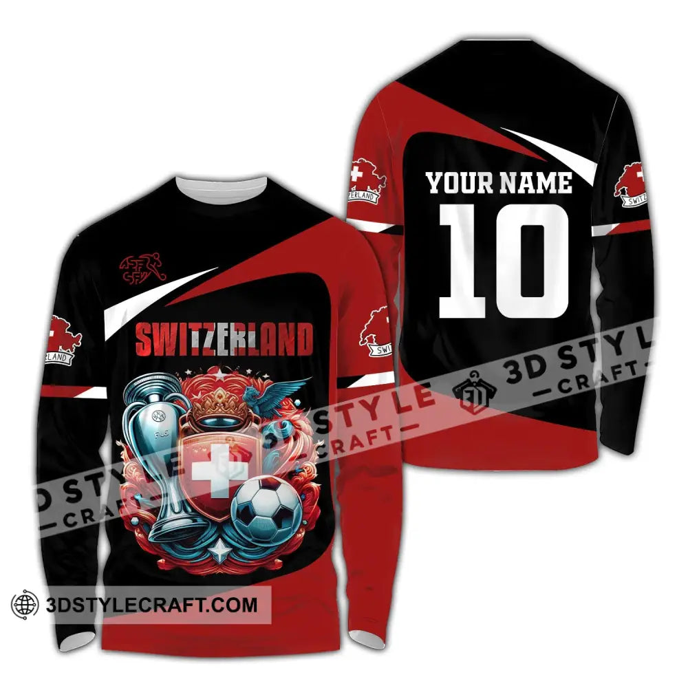 Unisex Shirt Custom Name And Number Switzerland Football Polo Long Sleeve / S T-Shirt