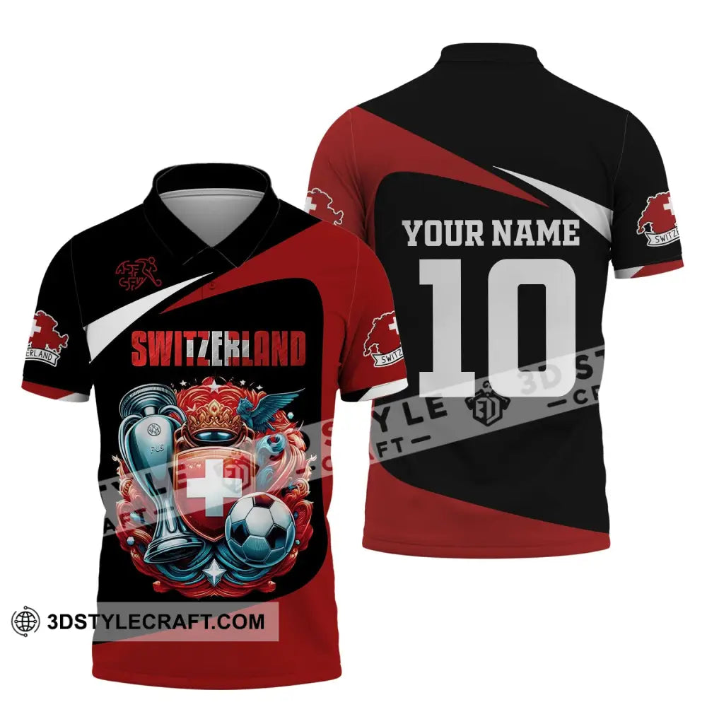 Unisex Shirt Custom Name And Number Switzerland Football Polo Long Sleeve / S T-Shirt