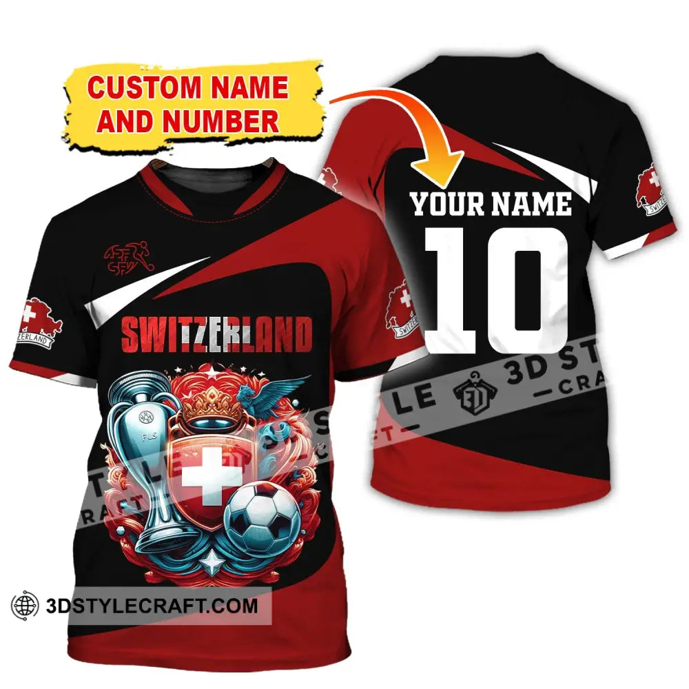 Unisex Shirt Custom Name And Number Switzerland Football Polo Long Sleeve T-Shirt