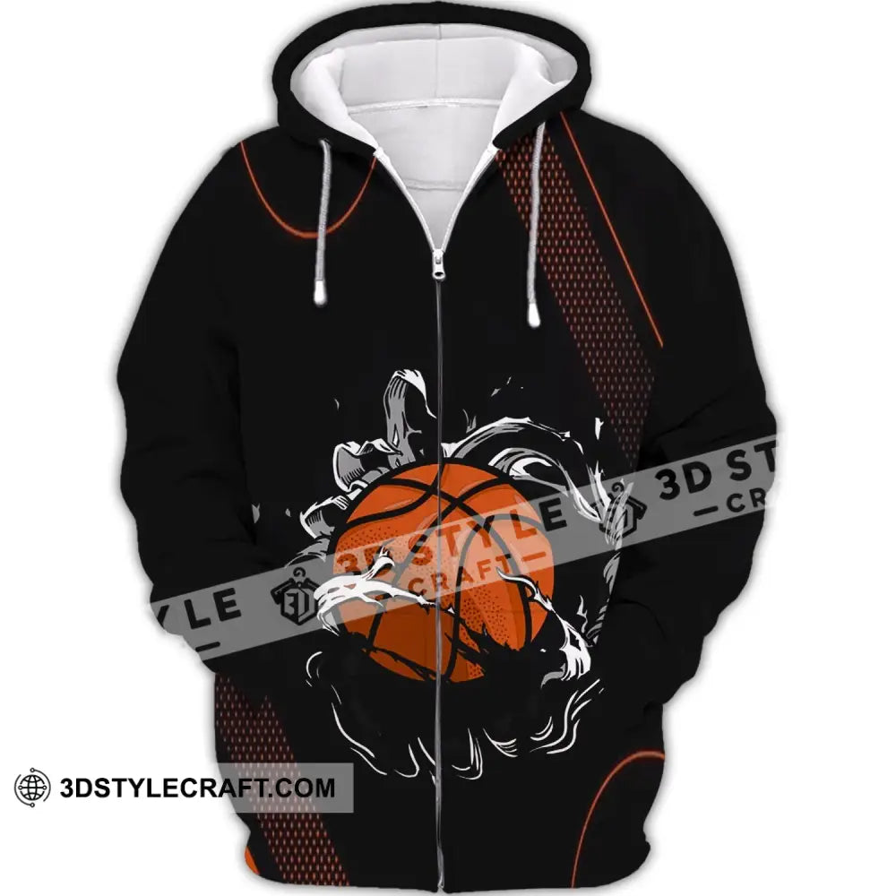 Unisex Shirt - Custom Name And Number T-Shirt Personalized Basketball Clothing Zipper Hoodie / S