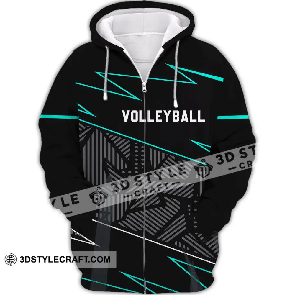 Unisex Shirt - Custom Name And Number T-Shirt Personalized Volleyball Clothing Zipper Hoodie / S