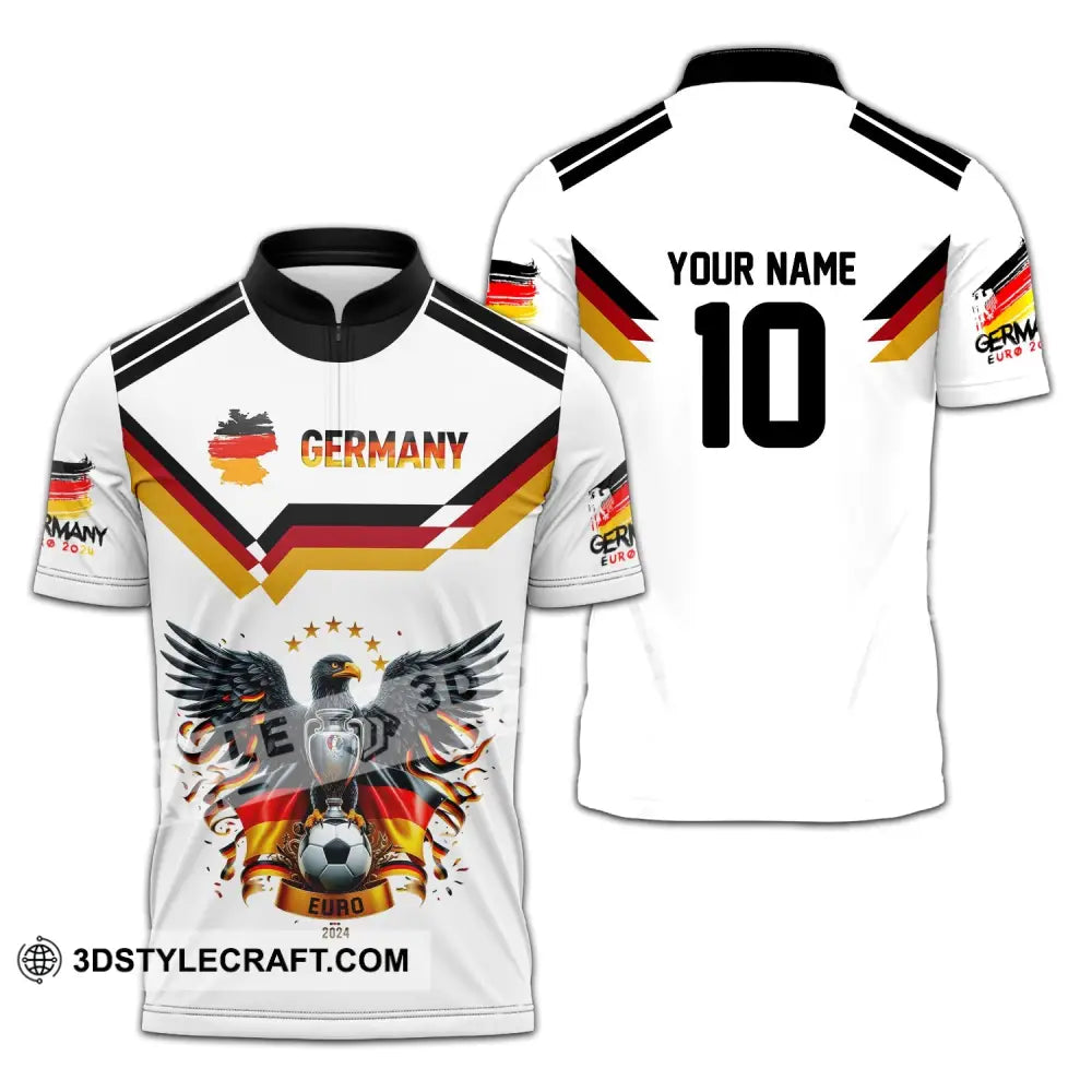 Unisex Shirt - Custom Name And Number Team Germany Euro 2024 Zipper Polo / S T-Shirt