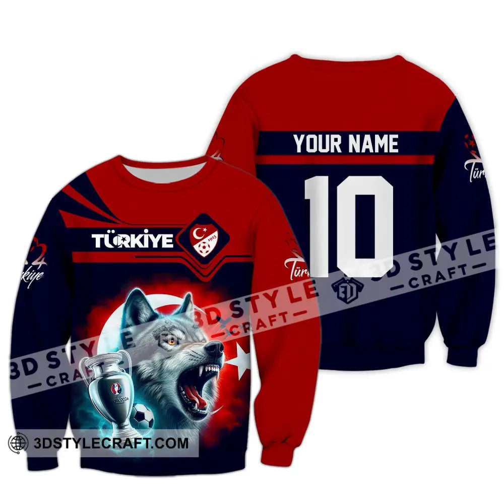 Unisex Shirt Custom Name And Number Turkey Football Polo Euro 2024 Hoodie Long Sleeve / S T-Shirt