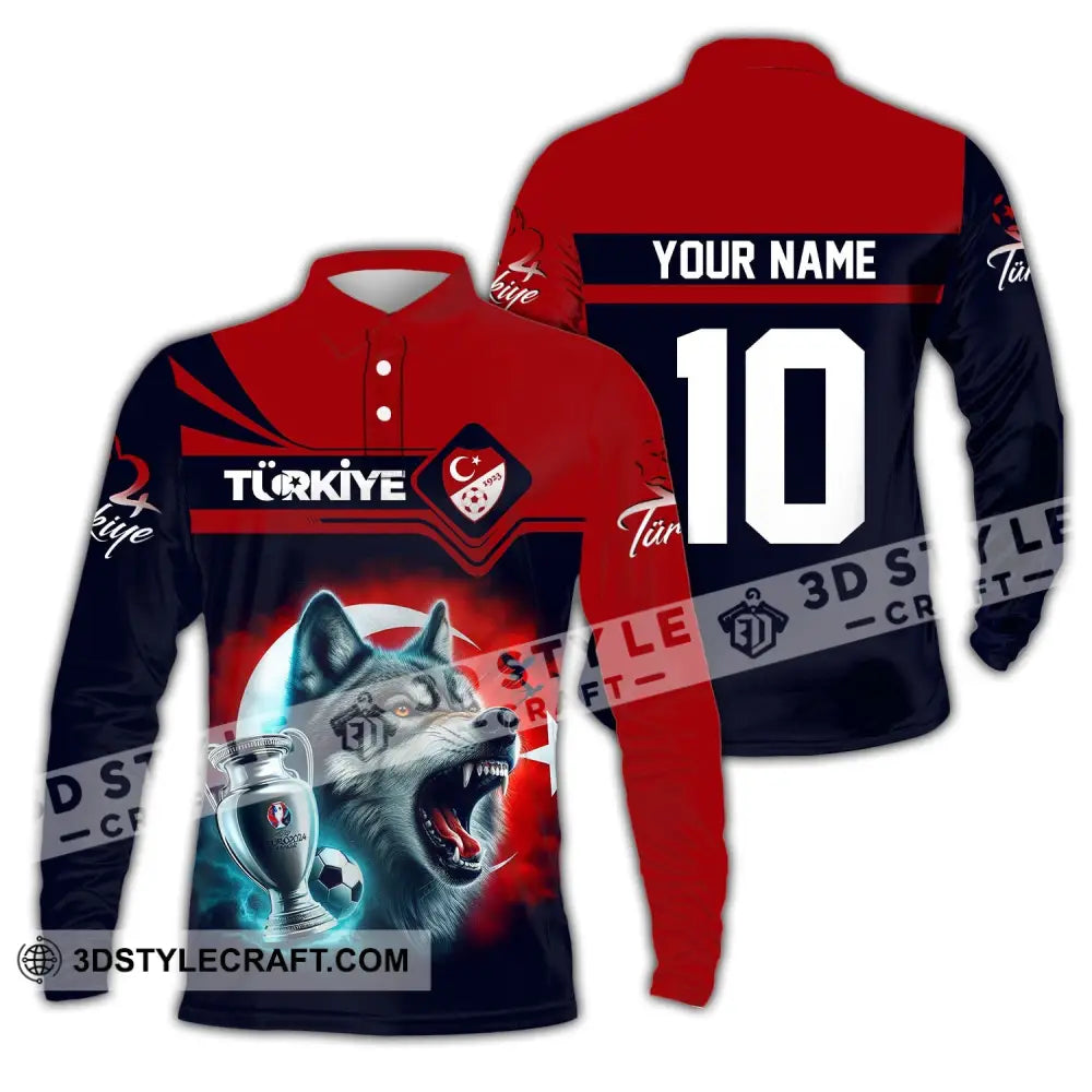 Unisex Shirt Custom Name And Number Turkey Football Polo Euro 2024 Hoodie Long Sleeve / S T-Shirt