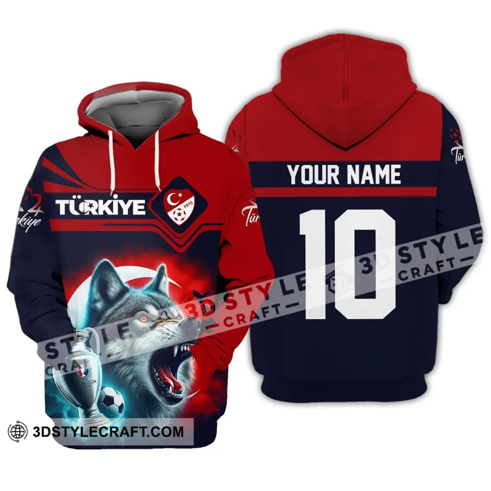 Unisex Shirt Custom Name And Number Turkey Football Polo Euro 2024 Hoodie Long Sleeve / S T-Shirt