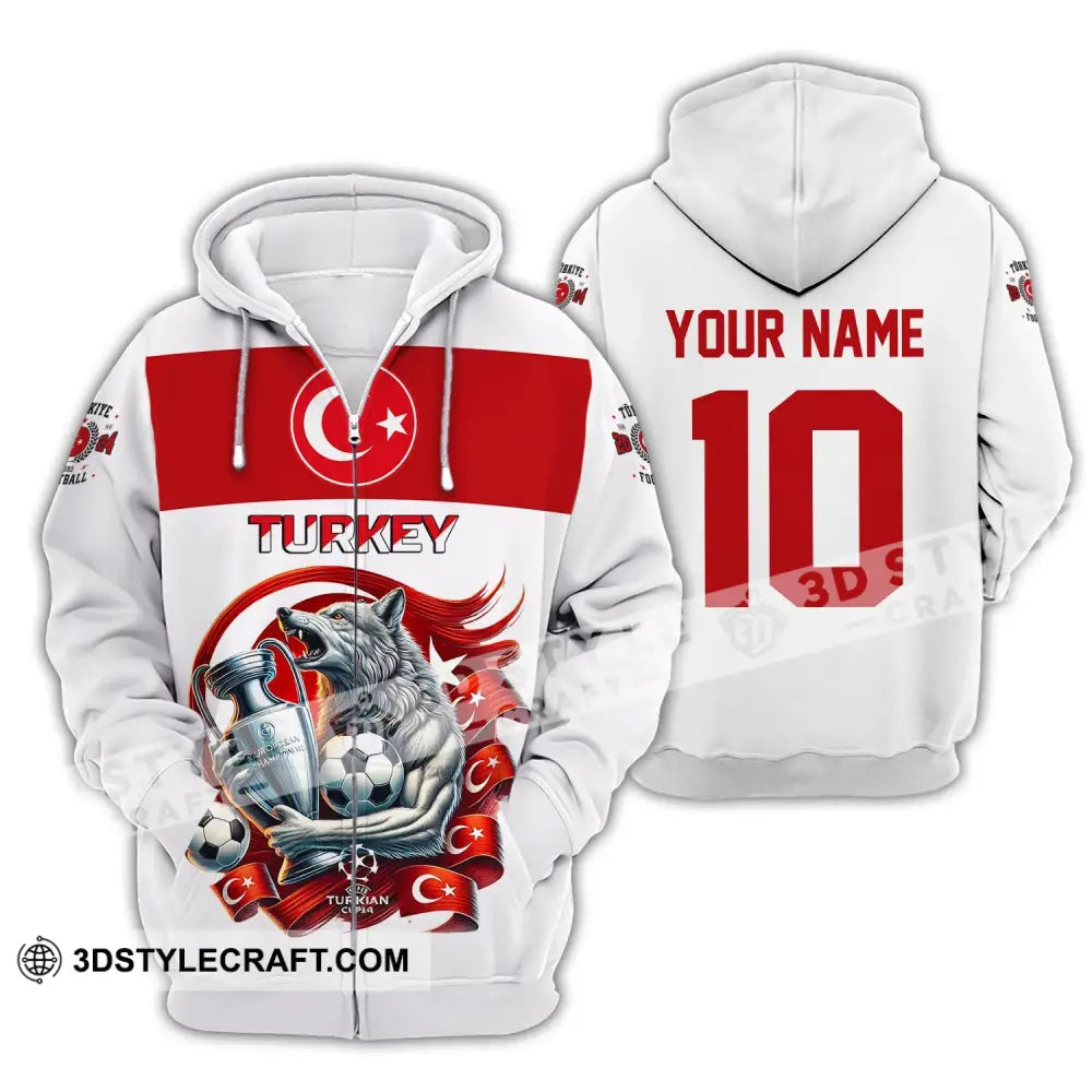 Unisex Shirt Custom Name And Number Turkey Football Polo Euro 2024 Hoodie Long Sleeve Zipper / S