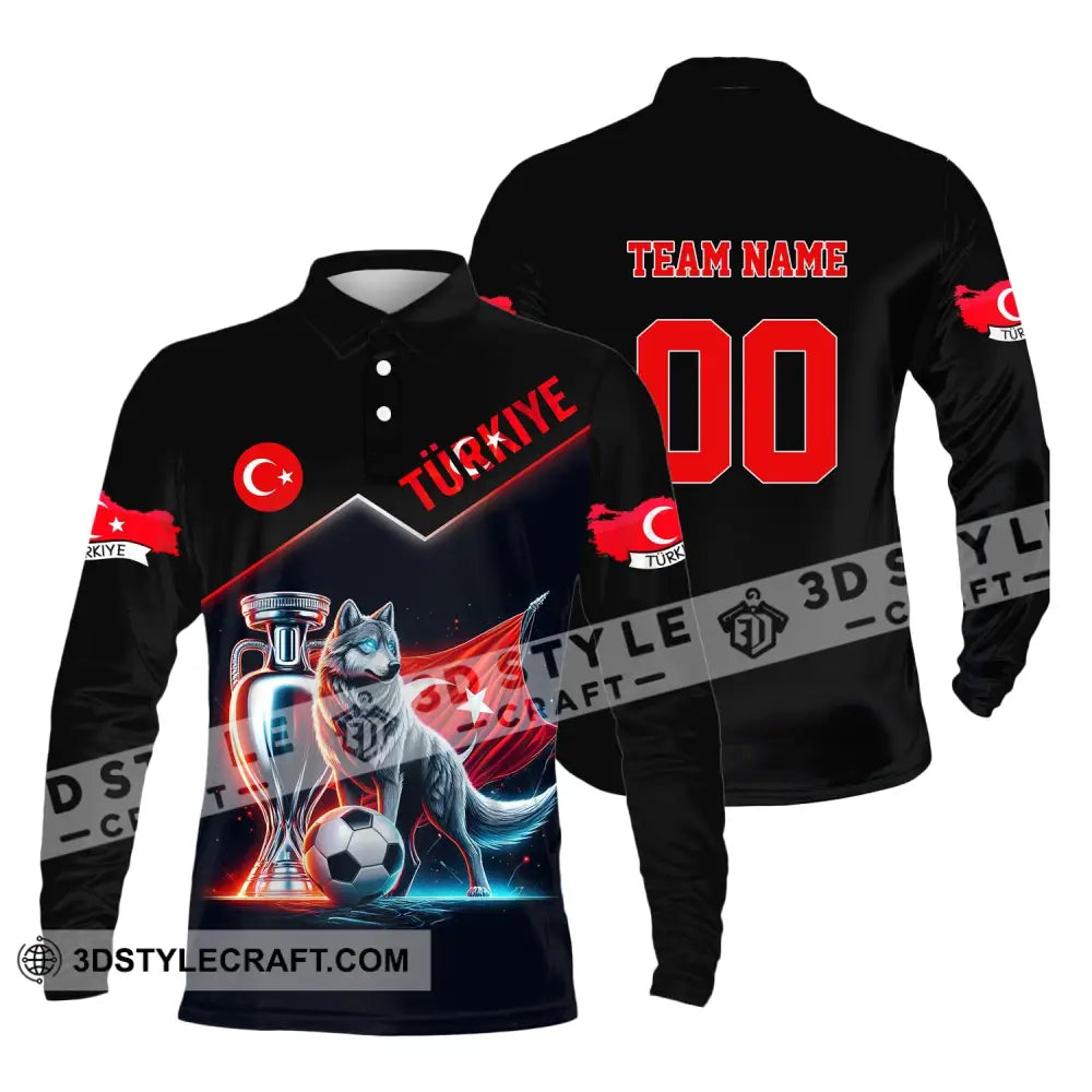 Unisex Shirt Custom Name And Number Turkiye Football Turkey Euro 2024 Türkiye Polo Long Sleeve / S